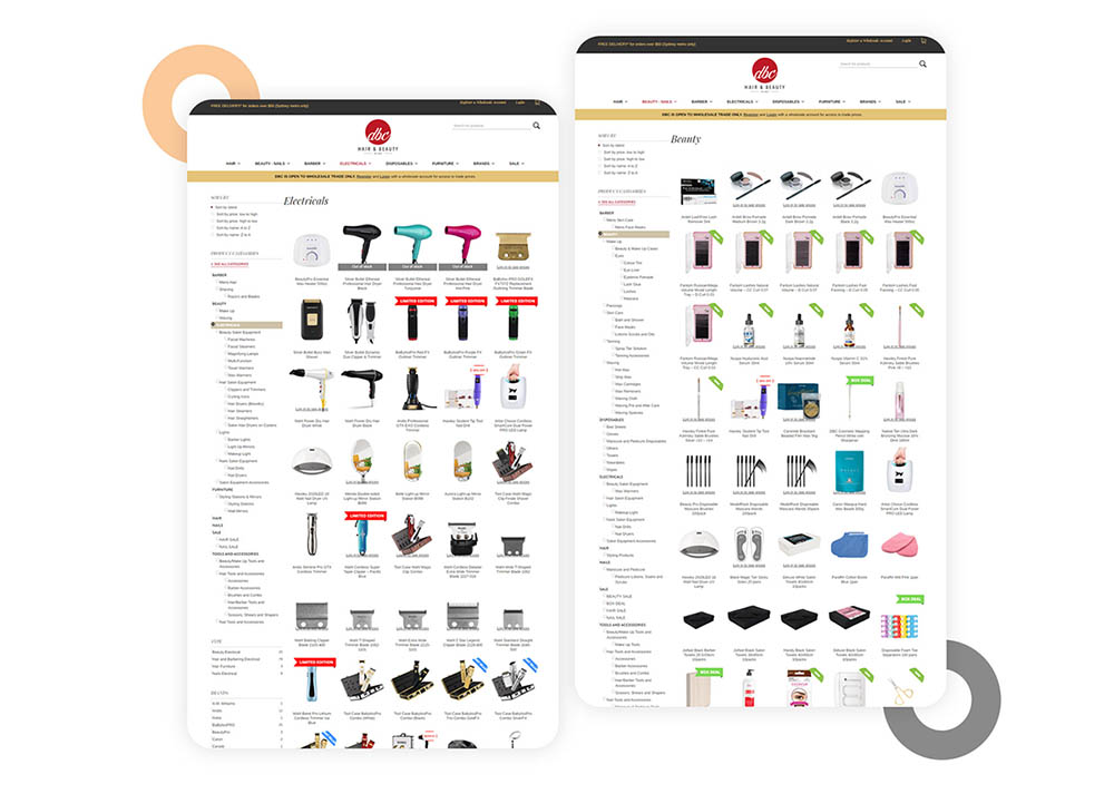 Fashion and Beauty Product Category Page Design