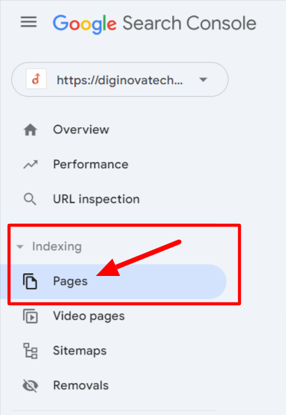 navigate to search console indexing